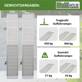 Baumarktplus TRUTZHOLM 2 x Alu Auffahrrampe klappbar 307 cm extra lang 900 kg geriffelt Motorradrampen