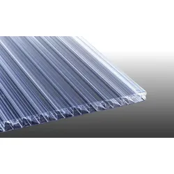 Polycarbonat Stegplatte - 980 mm x 2500 mm - Glasklar - 25 mm Thermo-Stegplatte – wärmedämmende Stegfünffachplatte - Fachwerkplatte für Wintergärten