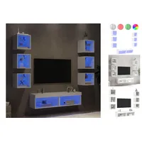 vidaXL TV-Schrank 8-tlg Wohnwand mit LED-Beleuchtung Weiß Holzwerkstoff weiß