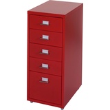 MCW Rollcontainer Preston T851, Schubladenschrank Stahlschrank, 69x28x41cm 5 Schubladen ~ rot