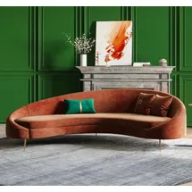aea Ecksofa 3 Sitzer Polster Samt Modern Relax Sitz Luxus Möbel Wohnlandschaft Eck - Braun