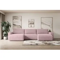 ALTDECOR Ecksofa mit Schlaffunktion und Bettkasten Corner Sofa Eckcouch Couch U-Form universal, links/rechts angeordnet Schlafcouch Ausziehbar Wohn... - Rosa