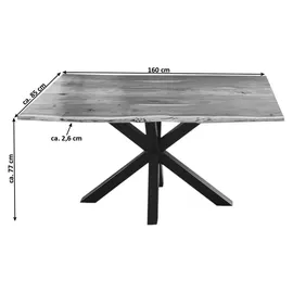 möbelliebling Quincy 160 x 77 x 85 cm Akazie natur/schwarz