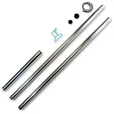 sunprotect 83203 Stahlmast-Set für Sonnensegel, 2-teilig, zerlegbar, Höhe 2,5 m, Ø 5 cm, Wandstärke 15 mm, silberfarben (1 Set, 2-teilig)