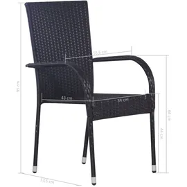 vidaXL Gartenstuhl 55 x 53 x 95 cm schwarz 2 St.