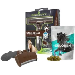 FURminator für Pferde + GELOREN HA Gelenkunterstützungsgel für Pferde 450G