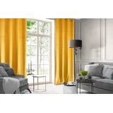 Eurofirany Design91 Samtvorhang Ösen Ösenschal Blickdichte Vorhänge Samt Velours 140x250 Samtvorhänge ROSA (SENF)