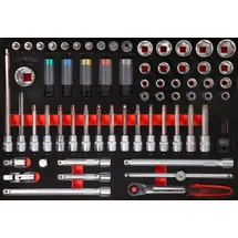 KS Tools 1/2 Bit-Stecknuss-Satz in Schaumstoffeinlage 64-tlg.