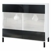 Vladon Kommode, Schwarz Hochglanz, 92.5x83.5x35 cm, Wohnzimmer, Kommoden &