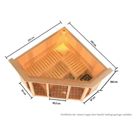 Karibu Alcinda 2 inkl. 9 kW Ofen + int. Steuerung + Dachkranz