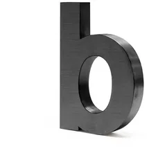 Wiltec - Hausnummer B Anthrazit Edelstahl Hausnummer In Modernem 3d-design, Höhe 20 Cm, Schrift Arial, Rostfrei Und Witterungsbeständig, Mit Montagematerial
