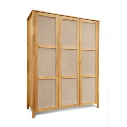 Kleiderschrank HOME AFFAIRE "Hällevik, Kleiderschrank, Aufbewahrung, Stauraum, Soft-Close-Funktion", braun (eiche natur), B:156cm H:200cm T:60cm, Massivholz, Schränke, Kleiderschrank, Türfronten mit Wiener Geflecht, FSC Zertifizierte massive Eiche, Topseller