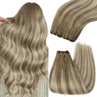 YoungSee Tressen Extensions Echthaar Ombre Echthaar Tressen Braun Ombre Blond Tressen Echthaar zum Einnahen 45cm Haartressen Balayage Weave Extensions Echthaar Remy Tressen Echthaar 100g #8/60/8