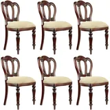 Casa Padrino Luxus Barock Mahagoni Esszimmer Stuhl 6er Set Gold / Dunkelbraun - Barock Möbel