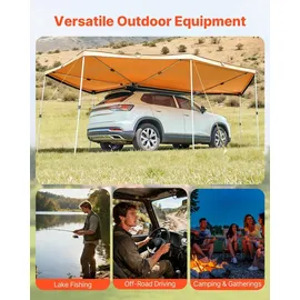 Vevor Markise Auto, 270°-Markise, 6,08x4,25x2,10 m, Sonnensegel, wasserdicht (UV50+), inklusive Tragetasche, freistehendes Allwetter-Vordach für SUV, Van, LKW & Camping