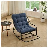 Odikalo Schaukelsessel Outdoor-Indoor Schaukelsessel,Komfortabler Loungesessel mit Kopfkissen, Robuste & Rostfreie Konstruktion, Schneller Aufbau in 30 Minuten blau