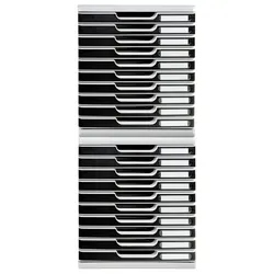 Exacompta 302014D 1x Modulo Ablagebox mit 10 Schubladen, ideal für Dokumente DIN A4 - grau/schwarz
