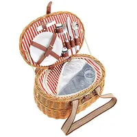 Woma Picknickkorb Woma Picknickkorb 15 tlg. mit Geschirr - 45 x 34 cm (Stück, 1 St., Picknickkorb), Weide Tragekorb oval mit Gurt beige