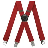 MIRROSI Hosenträger 4cm Breites X-Form mit extra Starken Clipverschluß (hoher Tragekomfort) Länge verstellbar für Damen und Herren rot