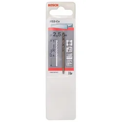 Metallbohrer HSS-Co, DIN 338, 2,5 x 30 x 57 mm, 1er-Pack