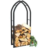 DanDiBo Ambiente DanDiBo Kaminholzregal Innen Schwarz Metall Kaminholzständer MOS 123 cm Holzkorb Kaminholzhalter Feuerholzregal Holzregal