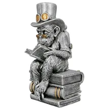 Gilde Dekoobjekt Steampunk Skulptur Reading Ape Kunstvolle Hommage an Wissen & Fantasie