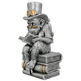 Gilde Dekoobjekt Steampunk Skulptur Reading Ape Kunstvolle Hommage an Wissen & Fantasie