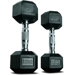 Hantel Hex Dumbbell 7,5 kg mit Gummigriff One Size