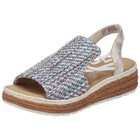 Rieker Keilsandalette Damen Blau/Beige 40