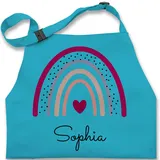 Kinderschürze Schürze Kinder Jungen Mädchen - Regenbogen Regenbögen - 2-6 Jahre - Türkis - backschürze junge rainbow sophia kinderkochschürzen personalisierte name herz küchenschürze - 2-6 Jahre
