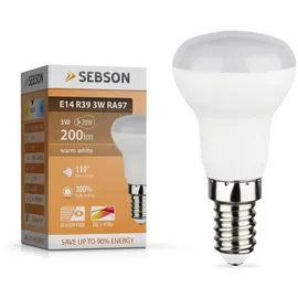 sebson LED Lampe E14 R39 3W warmweiß 3000k, ersetzt 20W, 200lm Ra97 230V Leuchtmittel flimmerfrei, nicht dimmbar, Reflektorlampe, 10er Pack