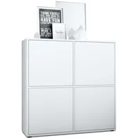Vladon Highboard, Weiß, 104x105.5x35.5 cm, Wohnzimmer, Kommoden & Sideboards,