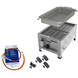 ChattenGlut Gasbräter 1-flammig 4,5kW Tischgerät Rost und Stahlpfanne mit DGUV