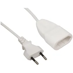 Netzkabel-Verlängerung McPower, 2m, Euro-Stecker - Euro-Kupplung, weiß