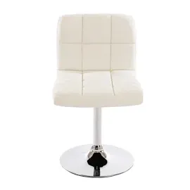 Mendler 2er-Set Esszimmerstuhl Drehstuhl Stuhl Kavala Kunstleder Chrom ~ weiß