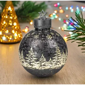 Formano Deko-Kugel Frosty grau 30cm mit LED Licht Timer Beleuchtete Glaskugel - Grau