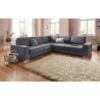 Ecksofa SIT & MORE "Santorini L-Form" Sofas Gr. B/H/T: 276cm x 82cm x 271cm, Luxus-Microfaser ALTARA NUBUCK, langer Schenkel rechts, mit Sitztiefenverstellung, grau (dunkelgrau) mit Federkern und Sitztiefenverstellung, wahlweise Bettfunktion