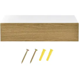 [en.casa] Wandregal Leknes 50x24x12 cm 2er Set mit Schublade Weiß/Holzfarben