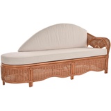 Krines Home Recamiere Rattan Recamiere Palm Chaiselongue Rattanliege mit Polster, Rechts, Rattanmöbel Lounge Liege braun