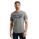 PME Legend Herren Rundhals T-Shirt SHORT SLEEVE R-NECK LOGO CARRIER Regular Fit Ptss0000588-960 Grau XXL