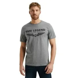 PME Legend Herren Rundhals T-Shirt SHORT SLEEVE R-NECK LOGO CARRIER Regular Fit Ptss0000588-960 Grau XXL
