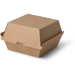 BIOZOYG 200 Stück Burger-Verpackung 16,8 x 15,4 x 9,8 cm Burgerboxen, braune Hamburger-Schachteln aus Kraftkarton, Take-Away-Boxen für Hamburger
