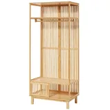 [en.casa] Garderobenständer Ypäjä 187x80x47 cm Bambus