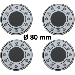 4 x Ø 80 mm Polymere Aufkleber / Schrauben-Optik / Nabenkappen, Felgendeckel