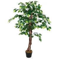 Spetebo Kunstpflanze im Blumentopf - Benjamini breit - Deko