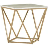 Beliani Beistelltisch beige Marmor Optik quadratisch 50 x 50 cm