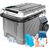 KESSER® Kompressor Kühlbox elektrisch 51 Liter | Camping Gefrierbox mit LED-Touch| Mit APP-Steuerung & Kühlakkus USB-Anschluss 12/24 V 230V | Kühlschrank Kühlung bis -20 °C für Auto LKW Grau Weiß