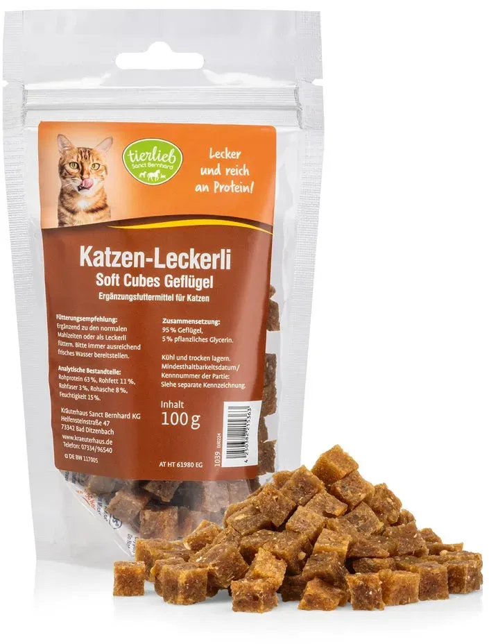 tierlieb Katzen-Leckerli Soft Cubes Geflügel 100 g - 100 g