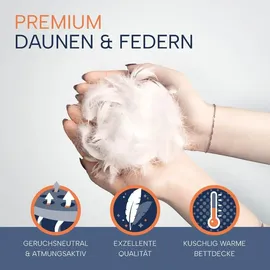 innovations2u ug (haftungsbeschränkt) Winterdaunendecke »PREMIUM« – Polarwarm, 90% Daunen 10% Federn, Downpass, hergestellt in Deutschland, Größe: 240x220 cm, polar warme Winterdecke, Bettdecke 135x200 155x220 cm, 200x220cm & weitere Größen Weiß