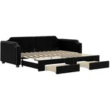 vidaXL Tagesbett Ausziehbar mit Schubladen 90 x 200 cm schwarz